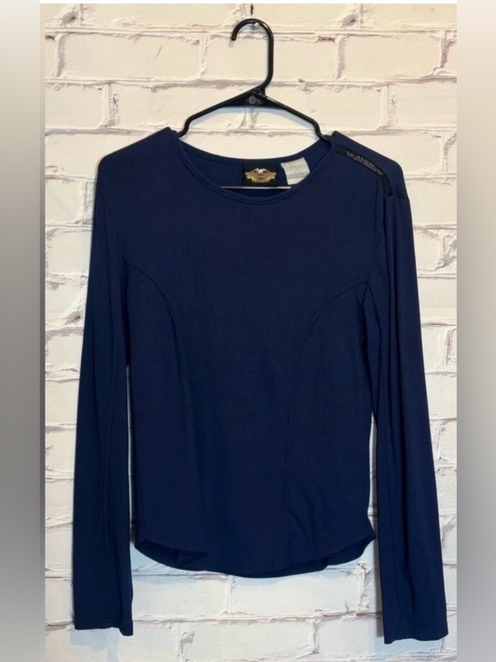 Harley Davidson Navy Blue Ribbed Top Size Medium